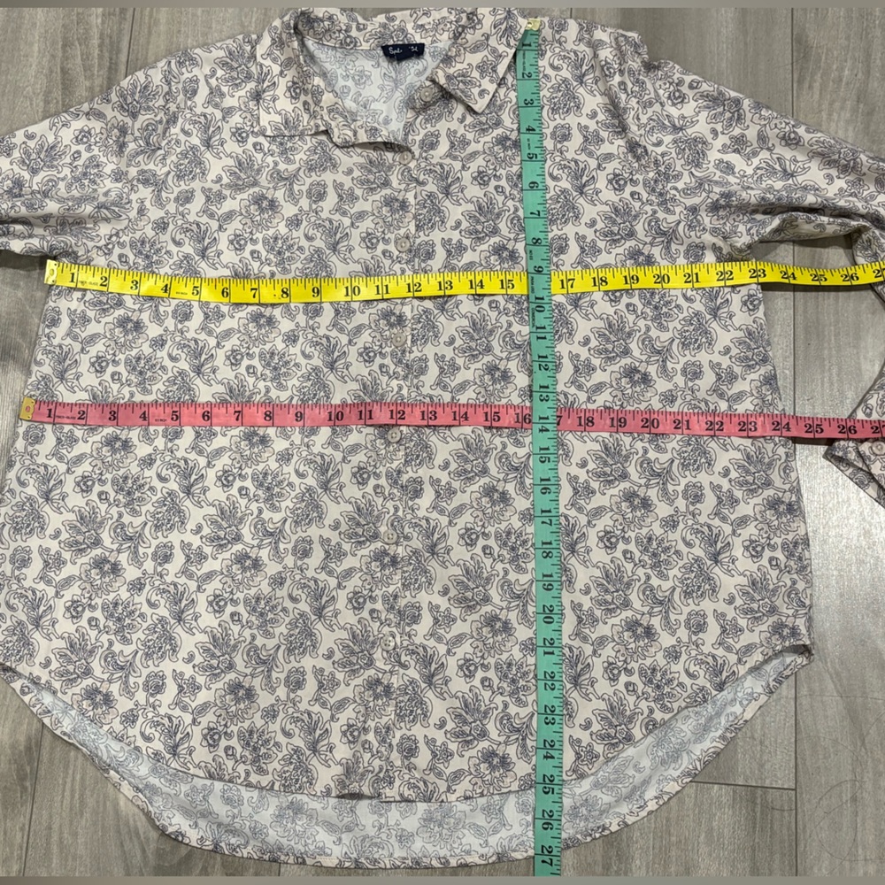 Splendid Women’s Cream Patterned Button Down Shir… - image 4